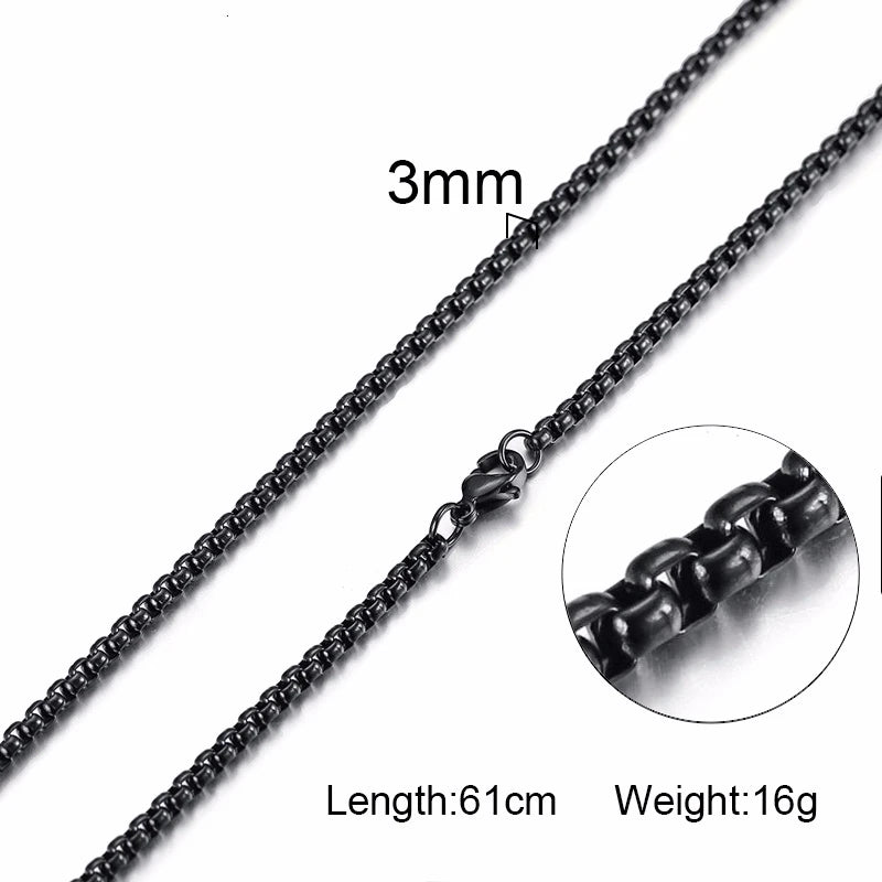 ROUND BOX CHAIN STAINLESS STEEL CHAIN MENS or WOMENS CHAIN UNISEX JEWELRY 18 to 30INCH