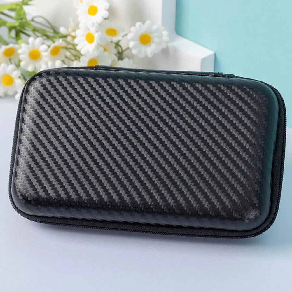 Game Console Storage Bag for R35S/R36S/RG35XX Carbon Fiber Pattern EVA Anti-Fall Protective Case for R35S/R36S