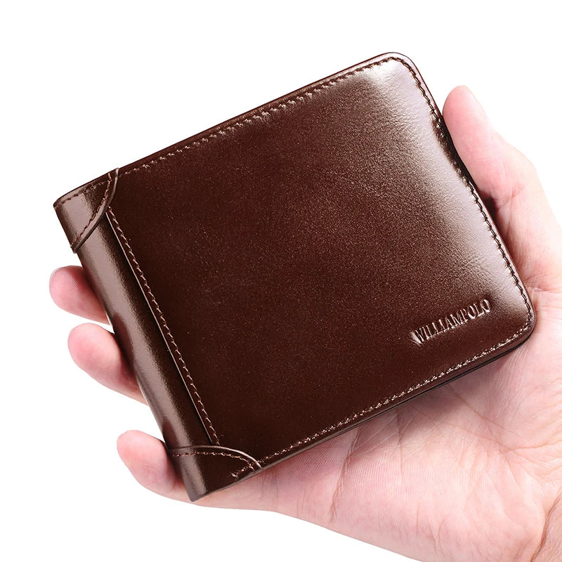 Trifold Wallet Genuine Leather Men Wallet Slim Short Purse Vintage Wallet Card Holder Case Gift PL285