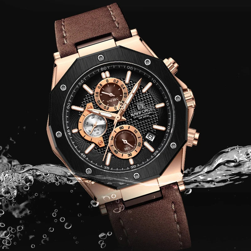 Watches Top Luxury Brand Sport Casual Leather Waterproof Business Fashion Chronograph with Auto Date