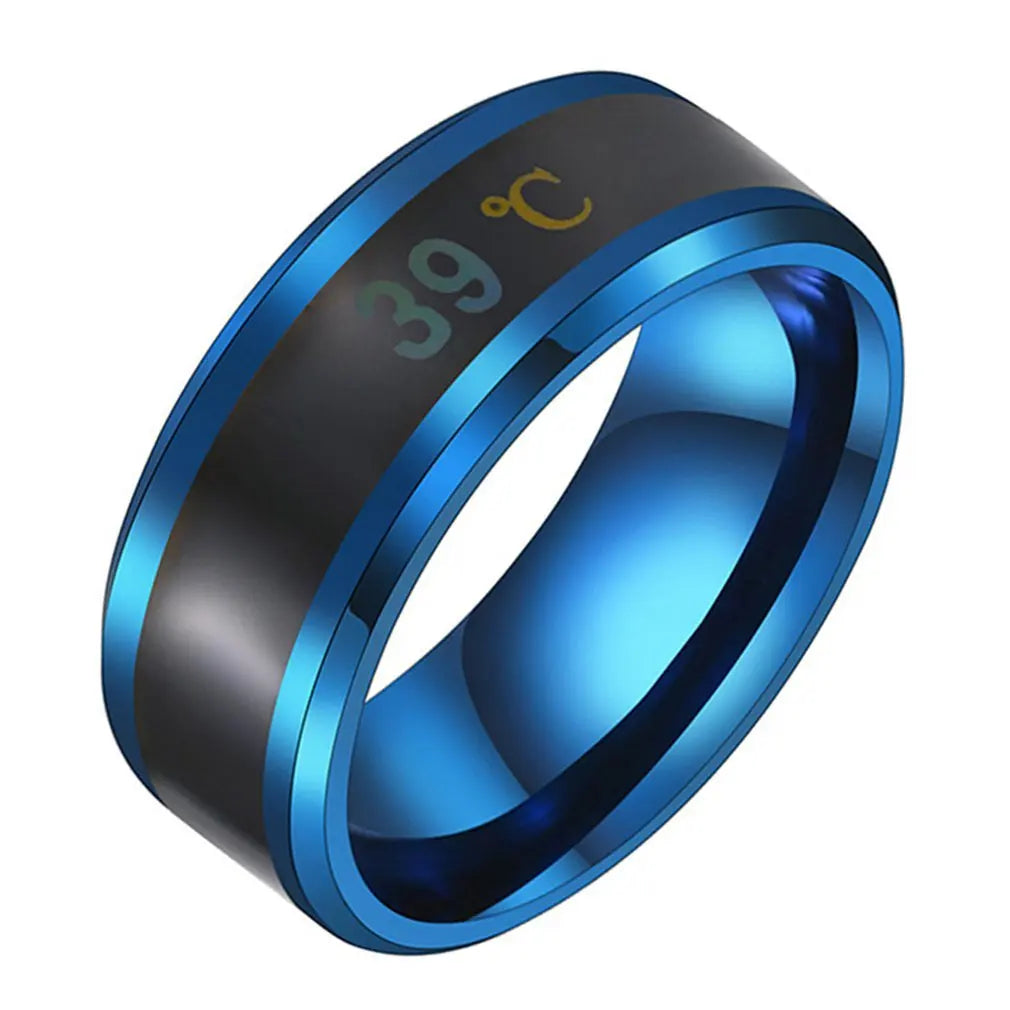 Fingertip Temperature Sense Multifunctional Waterproof Intelligent Smart Temperature Couple Ring Titanium Steel Finger Jewelry