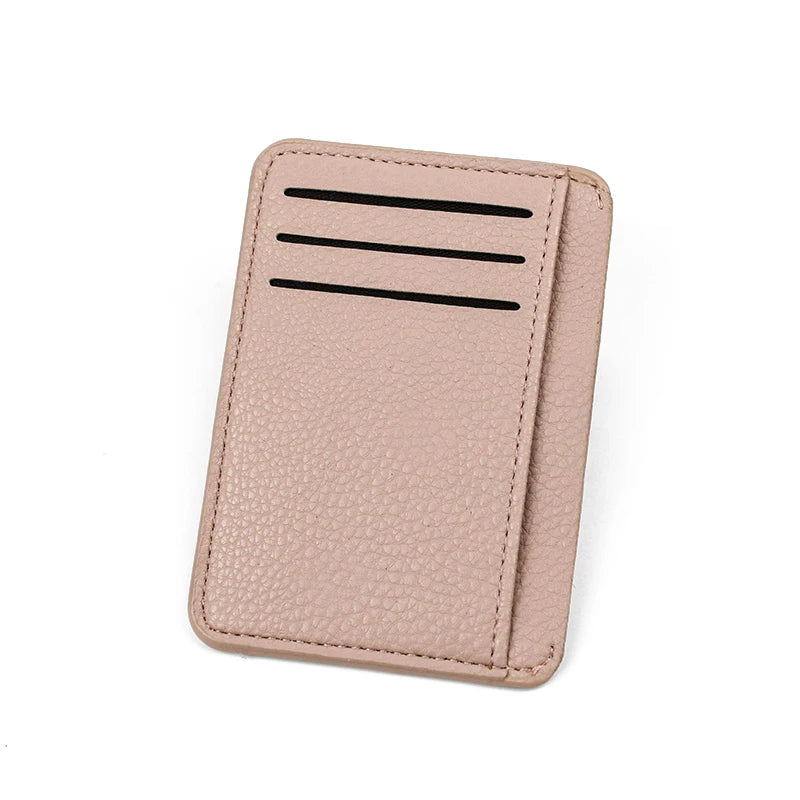 Ultra Thin Zipper Wallet Men'S Small Wallet Business PU Leather Wallets Band Solid Color Card Coin Purse Credit Bank Holder