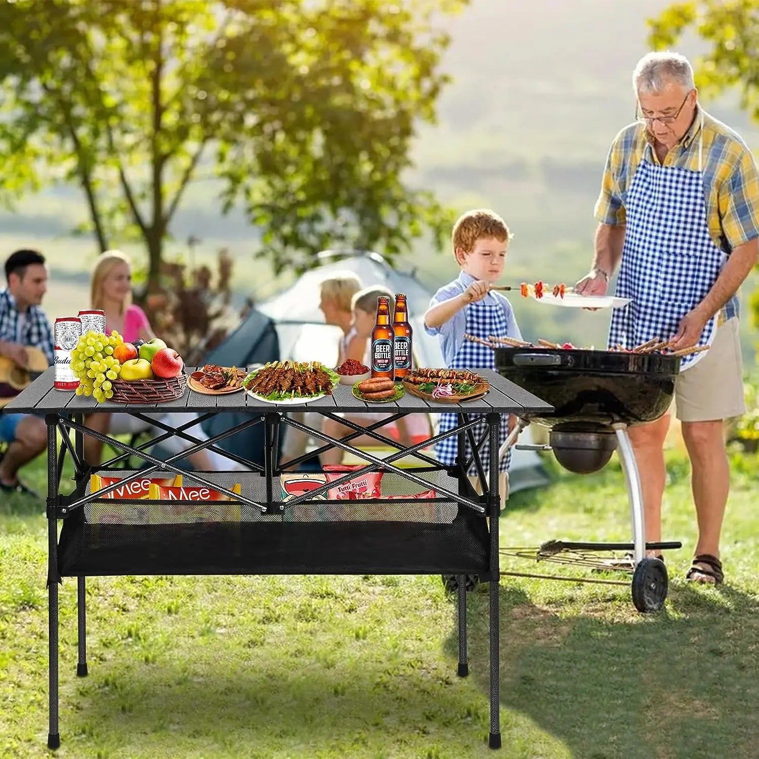 Camping Table Aluminum Picnic Table Waterproof and Rust Resistant Portable Desk