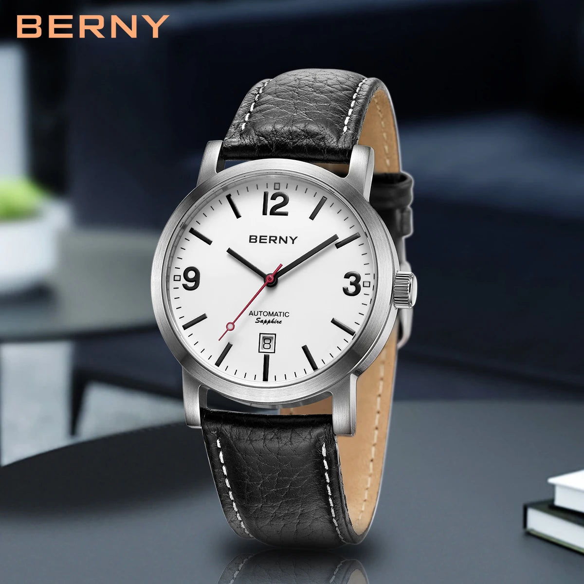 Men Mechanical Wristwatch 5ATM Waterproof Watch for Male Leather Swiss Railway Timepiece Luxury Brand Automatic Men Watch