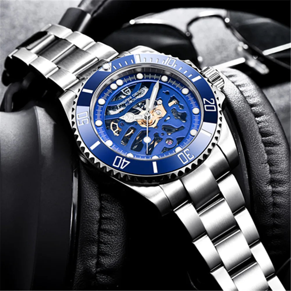 Skeleto Mechanical Wristwatche Luxury Brand Fashion Automatic Watch Men Sapphire Glass Clock Watch Original PD1659