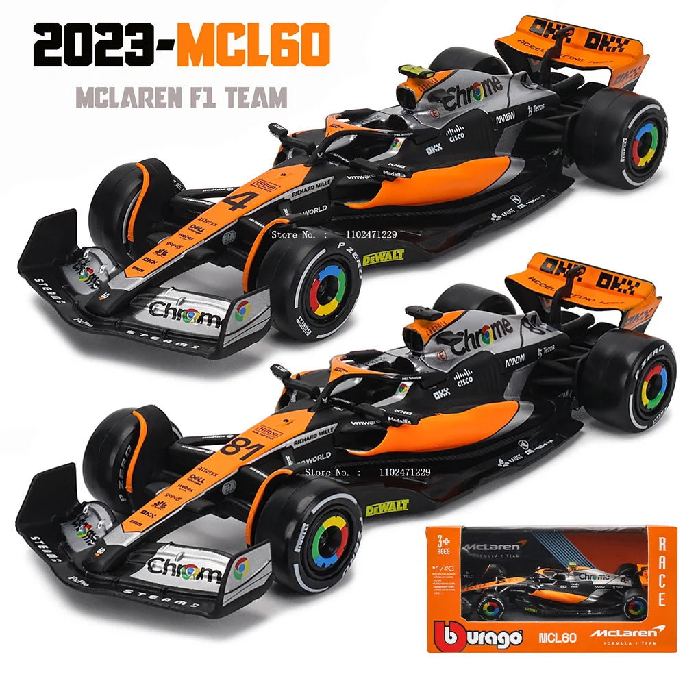 Bburago 1:43 NEW 2023 Mclaren F1 Team MCL60 4# Lando Norris 81# Oscar Piastri Formula One Alloy Super Toy Die Cast Car Model