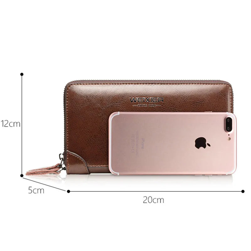 New Men Wallets Leather Men Bags Clutch Bags Koffer Wallet Leather Long Wallet with Coin Pocket Zipper Men Purse