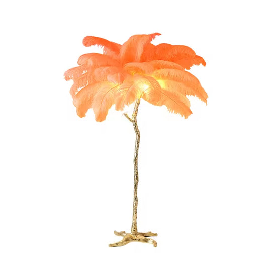 Nordic LED Floor Lamp for Living Room Modern Resin Luxury Ostrich Feather Floor Lamps Bedroom Sofa Corner Indoor Standing Lights