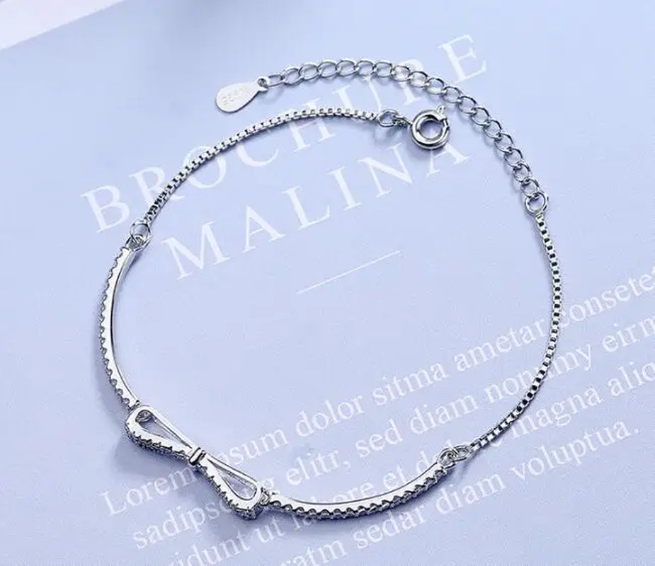 Hot Sale Fashion Silver Color Bracelet Chain Bownot Inlaid Zircon Plata Pendant Bracelet Chain for Women'S Wedding Jewelry Gift