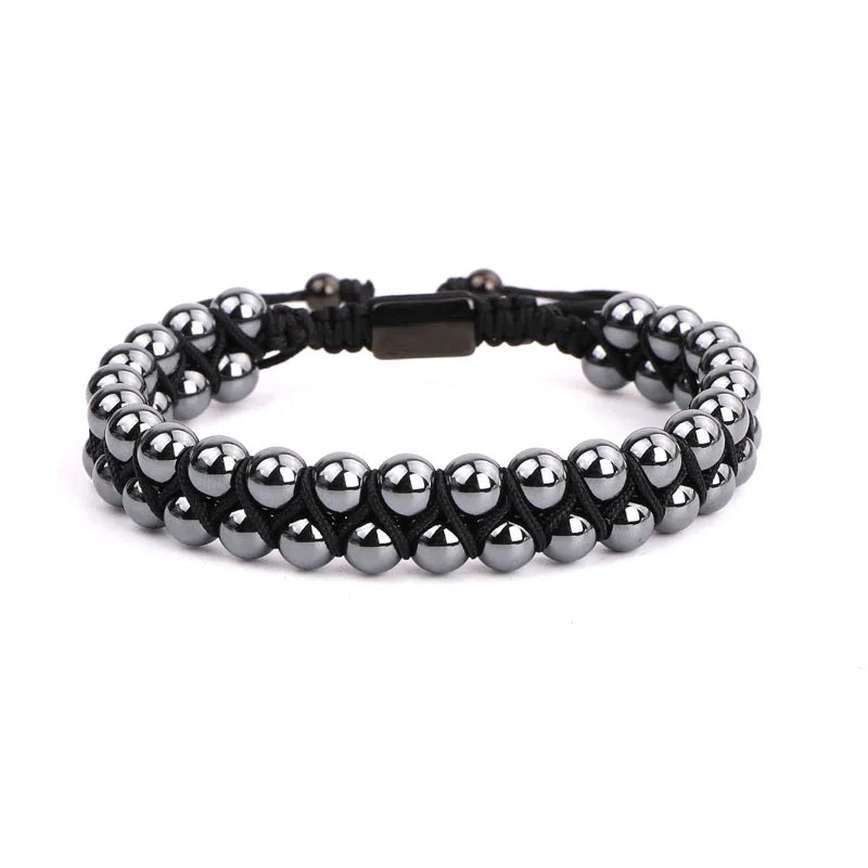 New Fashion High Quality Men Jewelry Natural Stone Square Beads Braided Men Bracelet Set