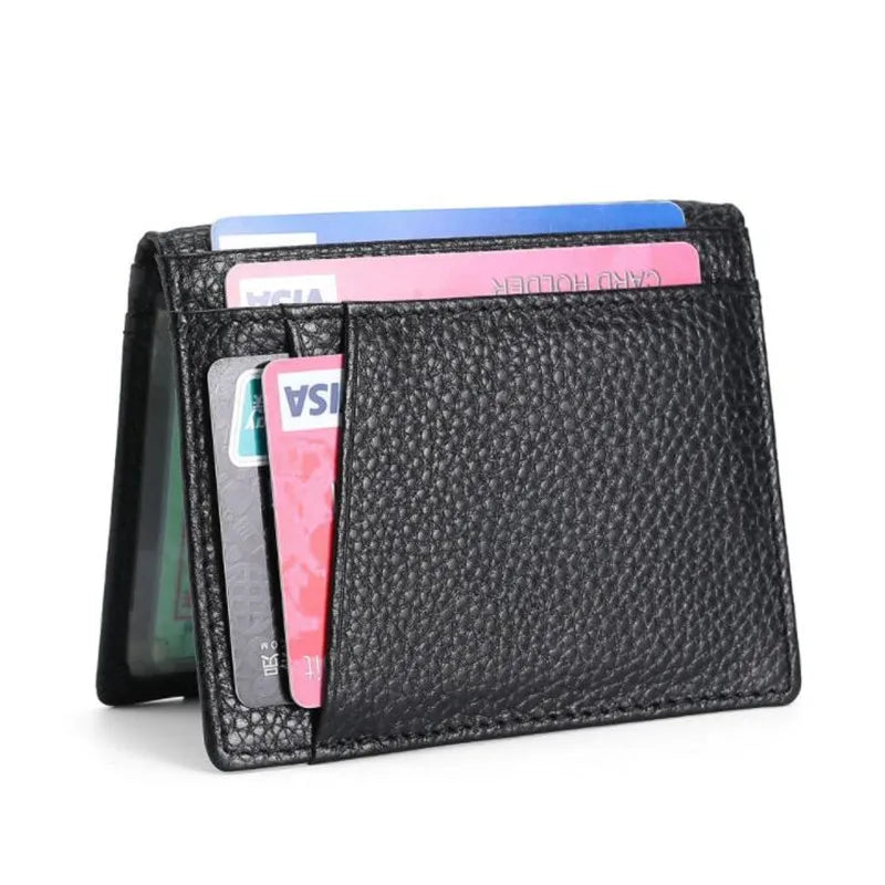 Super Slim Soft Wallet 100% Genuine Leather Mini Credit Card Holder Wallets Purse Thin Small Card Holders Men Wallet