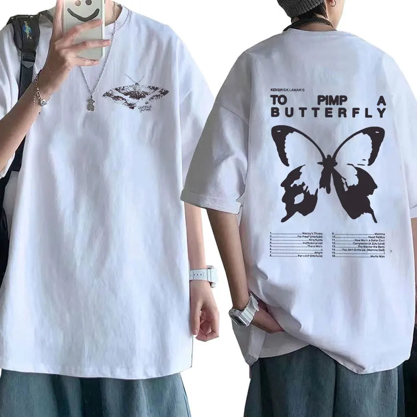 Kendrick Lamar to Pimp a Butterfly Graphic Tee Shirt Men'S Rapper Hip Hop Trend Streetwear T-Shirt Unisex Cotton Oversized Tees