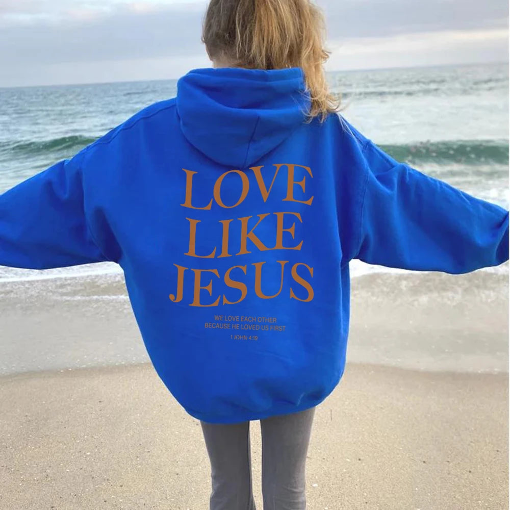 Love like Jesus Inspirational Christian Hoodie Faith Based Religious Hoodies Christian Apparel Bible Verse Jesus Sweatshirt Top