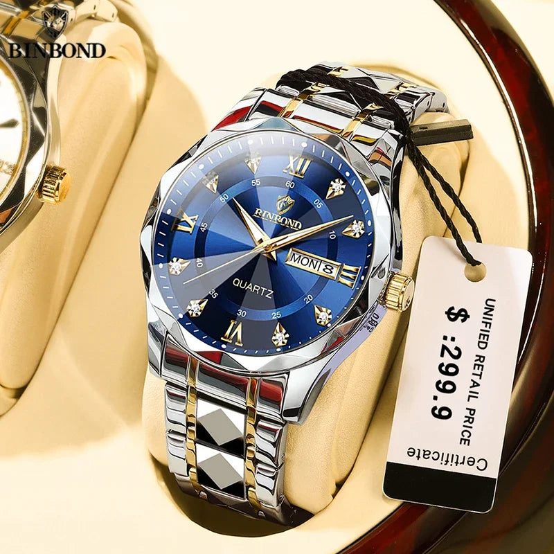 B2521 Luxury Fashion Business Men Watch Waterproof Week Date Clock Sport Men Watch Quartz Wristwatch Relogio Masculino