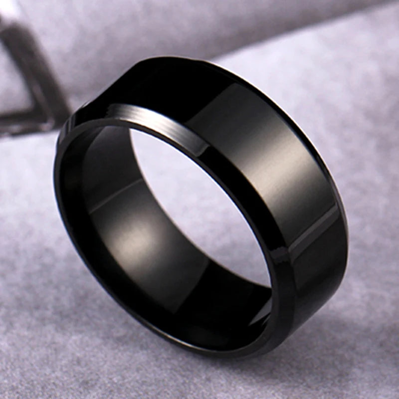 4Mm Simple Smooth Women Rings Black Stainless Steel Men Rings Birthday Gifts Rings for Men