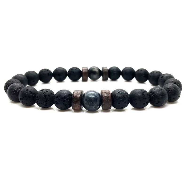 Lava Stone Men Bracelet Natural Moonstone Bead Tibetan Buddha Bracelet Chakra Diffuser Bracelets Men Jewelry Gifts Drop Shipping