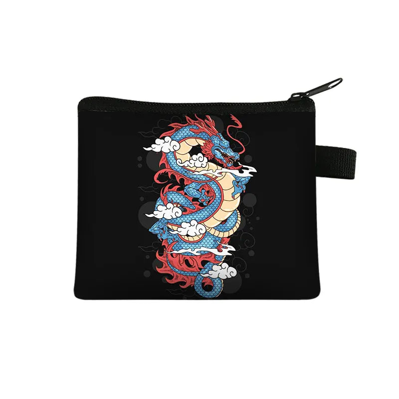 Gothic Asian Dragon Coin Purse Harajuku Women Men Wallet Small Clutch Boys Girls Hip Hop Purse Keys Cards Money Holder Bags Gift