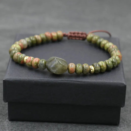 Natural Stone Beads Bracelet for Women Men Strand Braid Chakra Labradorite Bracelets Men Abacus Beads Jewelry Couples Pulseira