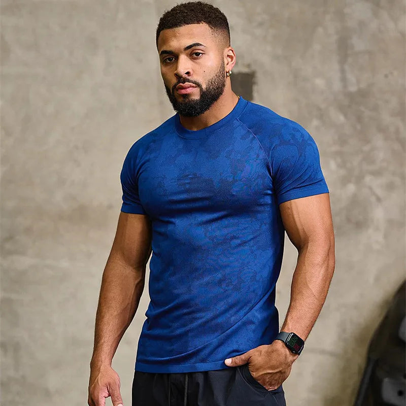 Men'S Compression T-Shirt Fitness Camouflage Sport T-Shirt Tight Men Elastic Short Sleeve Shirt Training T-Shirt Running Tops