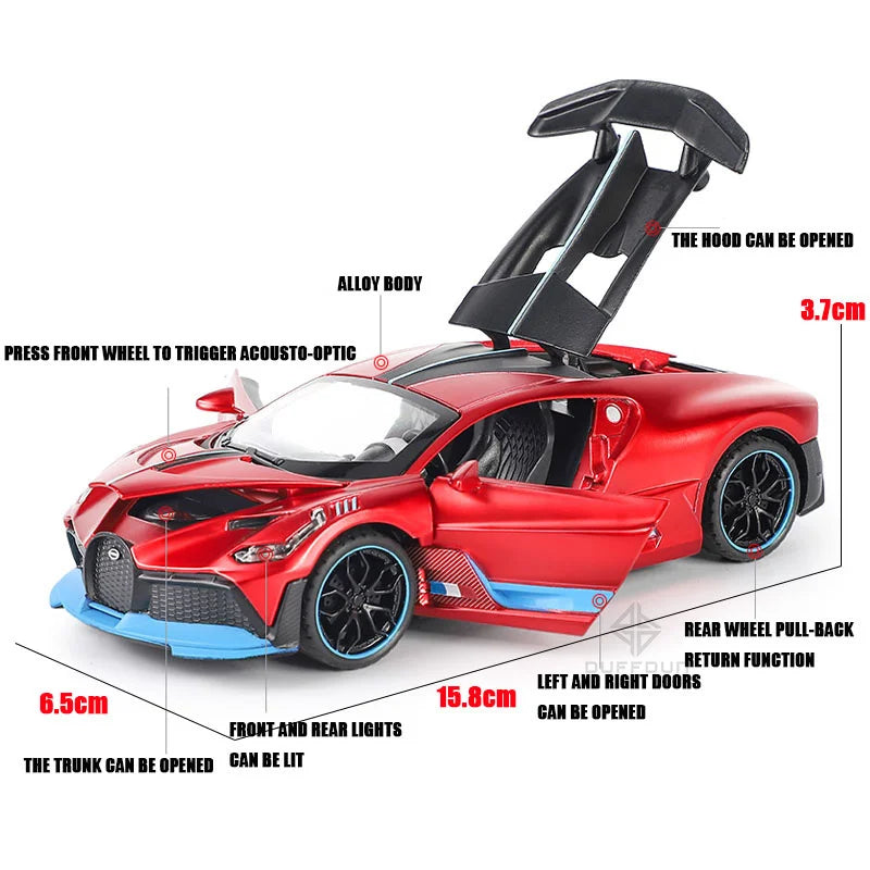 1/32 Alloy Diecasts Metal Toy Car Model Bugatti Divo Toy Vehicles Miniature Car Model with Light Toys for Boys Kids Christmas Gi