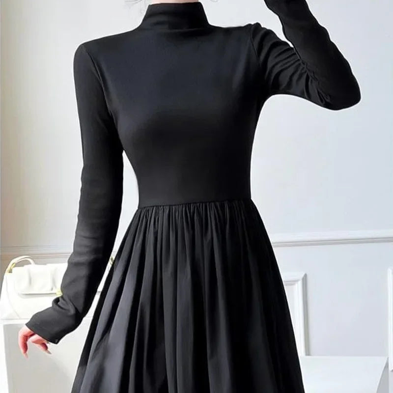 2024 New Slim Long Sleeve Elegant Dress Autumn Winter Thin Casual Temperament Pullovers Women'S Clothing Office Lady Simplicity