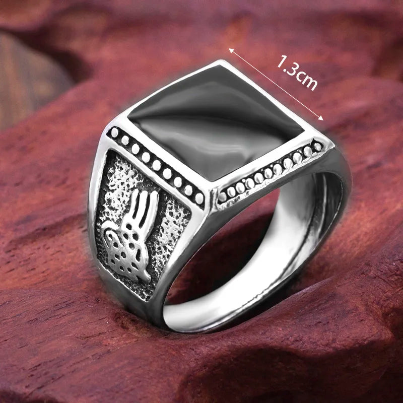 Vintage Black Square Oil Drip Ring Men Alloy Wedding Rings Men Jewelry Accessories