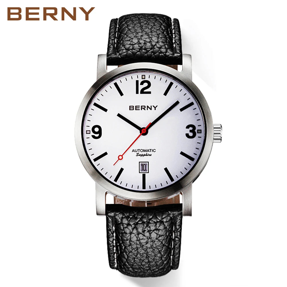 Men Mechanical Wristwatch 5ATM Waterproof Watch for Male Leather Swiss Railway Timepiece Luxury Brand Automatic Men Watch