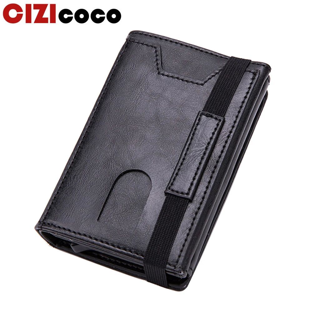 Rfid Men Wallets Classic Card Holder Walet Male Purse Money Wallet Zipper Big Brand Luxury Black Leather Men Wallet