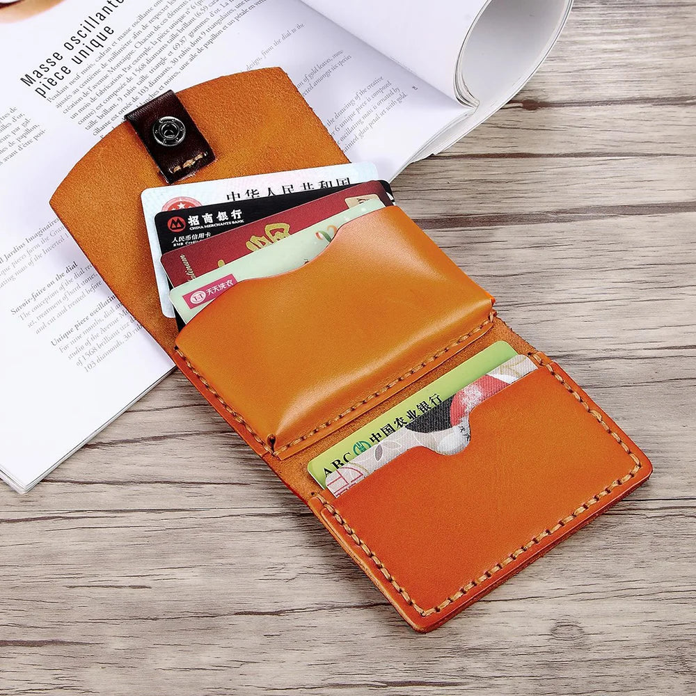 Retro Handmade Leather Wallet Men with Card Holder and Coins Pocket Genuine Leather Men Wallet Clutch Bag