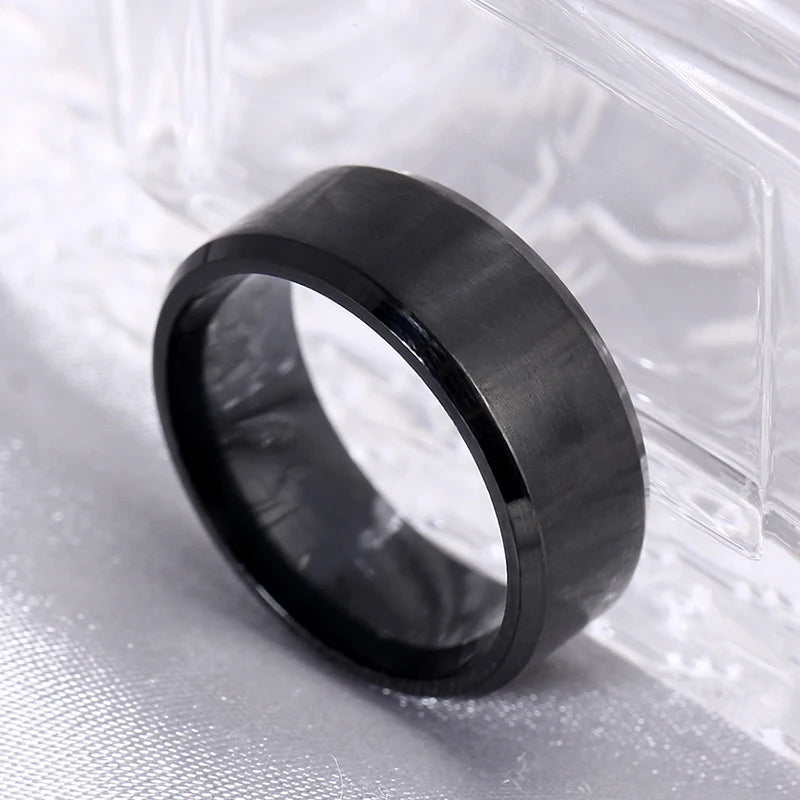 4Mm Simple Smooth Women Rings Black Stainless Steel Men Rings Birthday Gifts Rings for Men