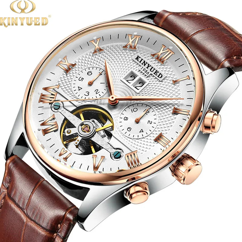 Kinyued Men'S Luxury Skeleton Watch Male Automatic Mechanical Wrist Watches Business Waterproof Hand Clock for Man Reloj Hombre