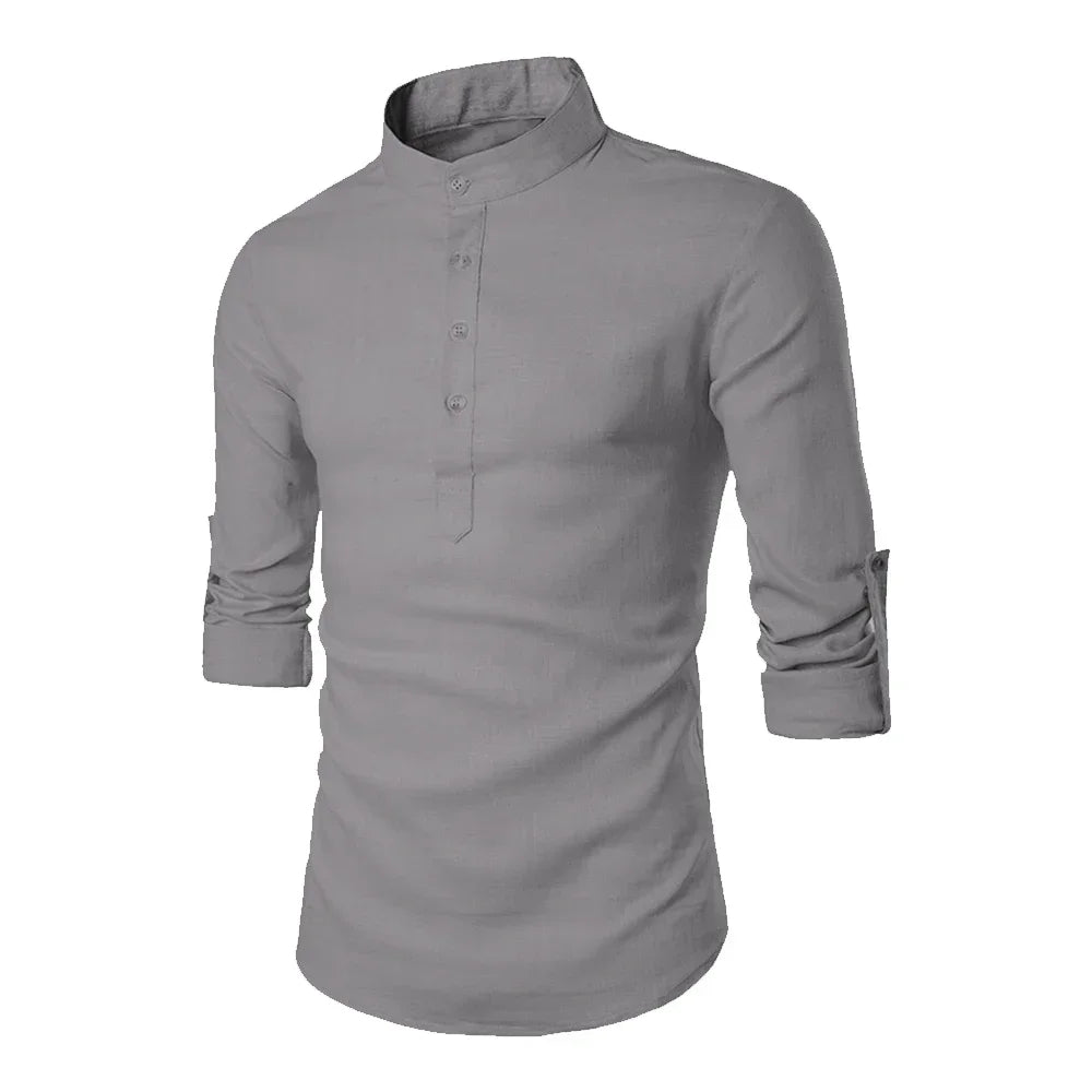 KB New Men'S Casual Blouse Cotton Linen Shirt Loose Tops Long Sleeve Tee Shirt Spring Autumn Casual Handsome Men Shirts