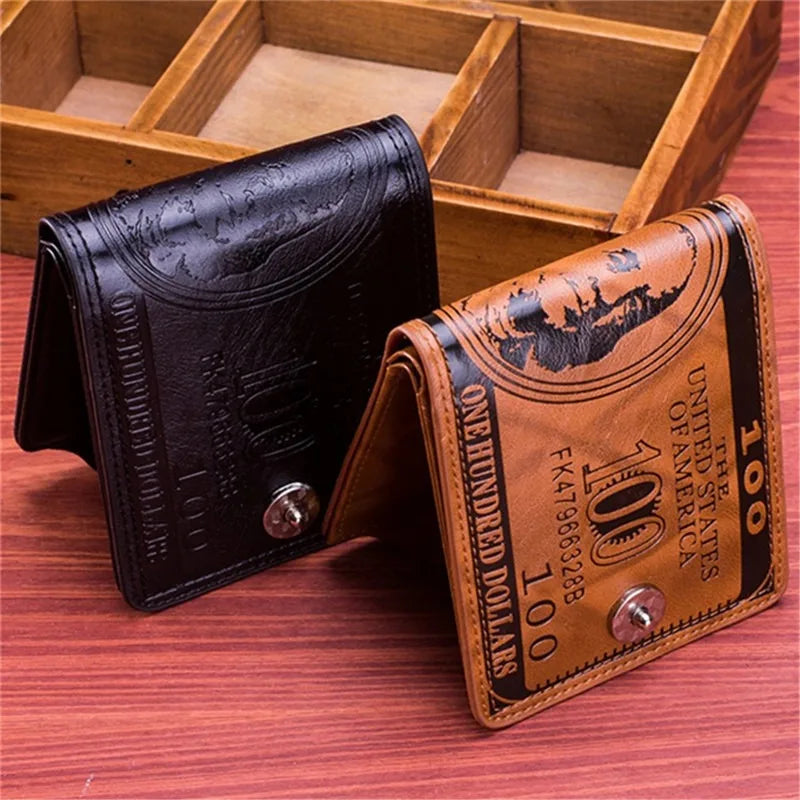 Leather Men Wallet 2024 Dollar Price Wallet Casual Clutch Money Purse Bag Credit Card Holder Fashion New Billetera Hombre