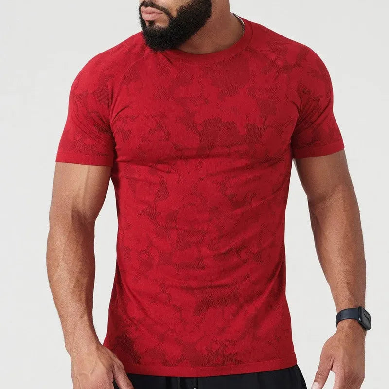 Men'S Compression T-Shirt Fitness Camouflage Sport T-Shirt Tight Men Elastic Short Sleeve Shirt Training T-Shirt Running Tops