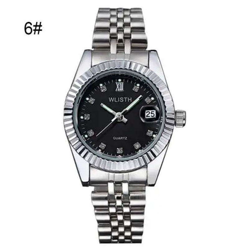 Couple Watch Diamond Women'S Watch Luxury Gold Ladylover Stainless Steel Quartz Waterproof Wristwatches for Men Analog Auto Date