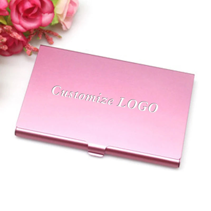 Free Engrave Business Card Case Customize LOGO Metal Box Stainless Steel Aluminum Holder Cover Men Wallet Clip Advertising Gift