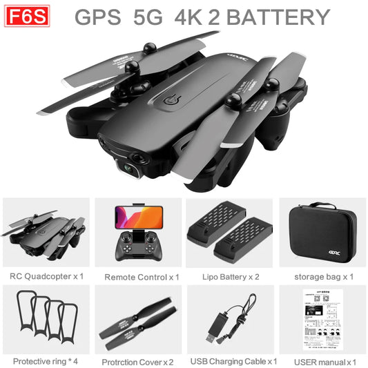 F6 GPS Drone 4K Camera HD FPV Drones with Follow Me Wifi Optical Flow Foldable RC Quadcopter Professional Dron Toys