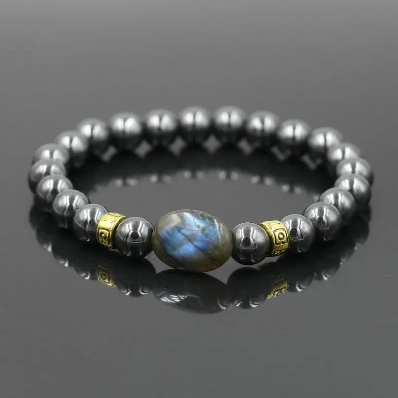 Top Quality Men'S Bracelet Hematite Stone Labradorite Moonstone Beads Bracelet for Women Buddha Bracelet Jewelry Gift Tobilleras