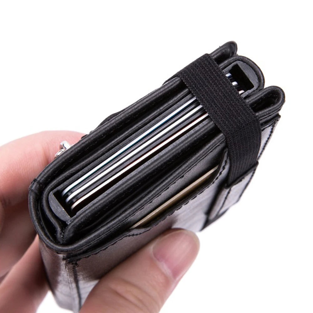 Rfid Men Wallets Classic Card Holder Walet Male Purse Money Wallet Zipper Big Brand Luxury Black Leather Men Wallet