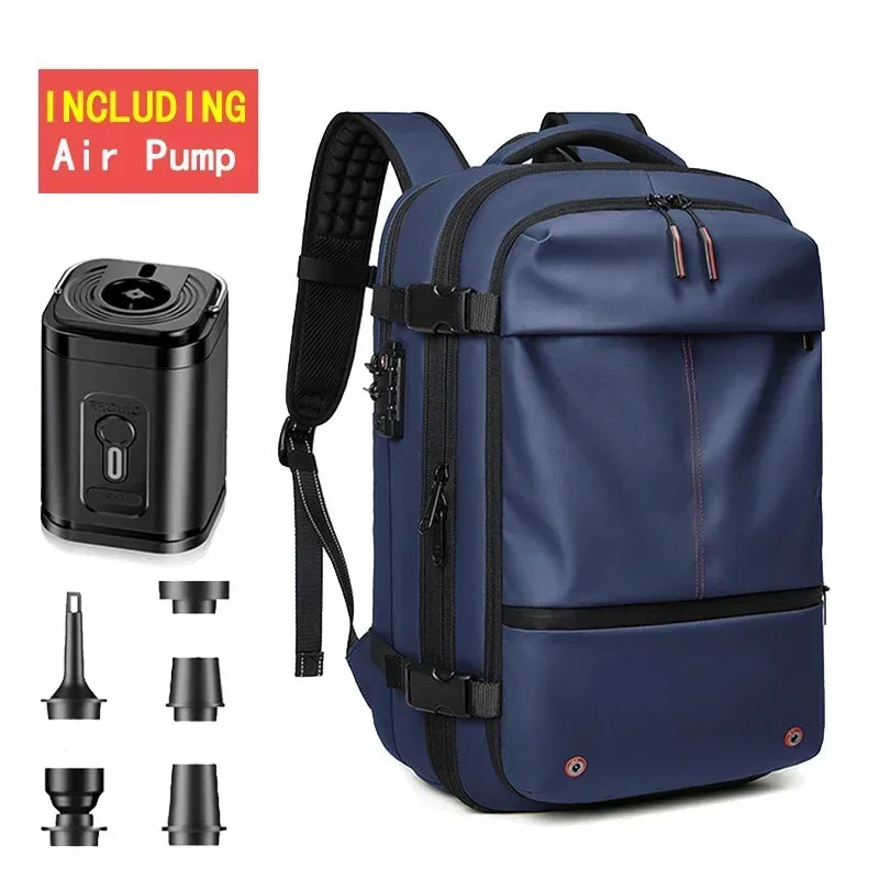 Waterproof Man Travel Backpack Vacuum Compression with Air Pump anti Theft Laptop Bag Expandable Fashion Casual Large Back Pack