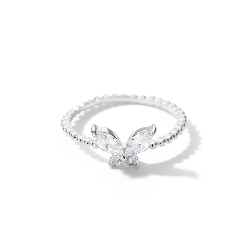 2021 Trend Women Rings Crystal Butterfly Finger-Ring Charm Simple Couple Wedding Rings Designed for Women Birthday Gift Jewelry