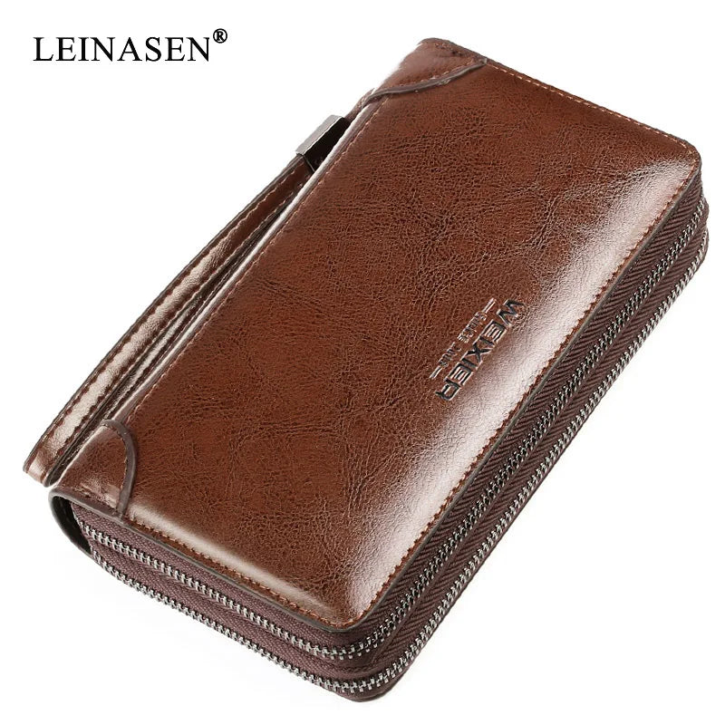 New Men Wallets Leather Men Bags Clutch Bags Koffer Wallet Leather Long Wallet with Coin Pocket Zipper Men Purse