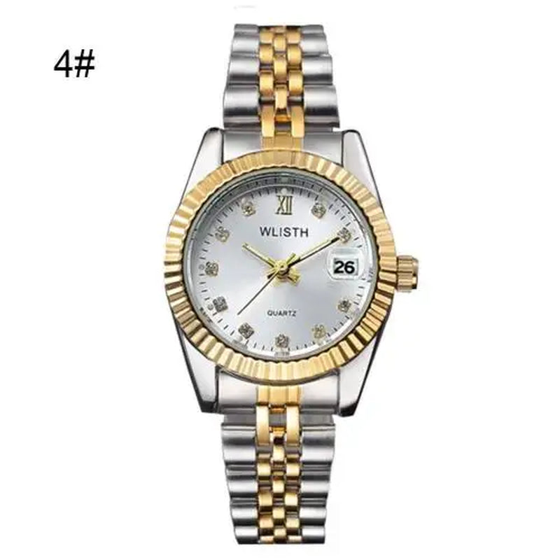 Couple Watch Diamond Women'S Watch Luxury Gold Ladylover Stainless Steel Quartz Waterproof Wristwatches for Men Analog Auto Date