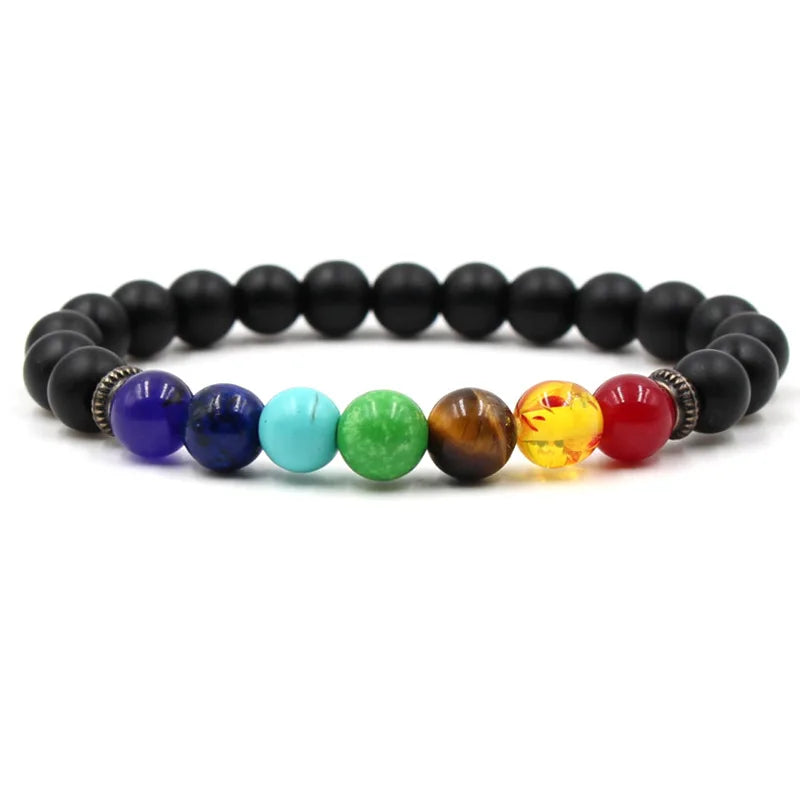 8MM Natural Stone Beaded Chain Bracelets for Women Men Couple Lava Rock Healing Balance Beads Reiki Buddha Chakra Bangle Jewelry