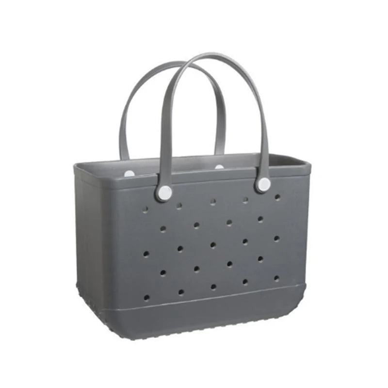 Extra Large Boggs Beach Bag Summer EVA Beach Basket Women Picnic Tote Bag Holes Waterproof Handbag Pouch Shopping Shoulder Bag