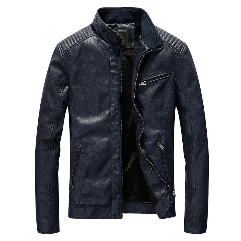 2023 Mens PU Leather Jacket Fleece and Thicken Male Coats Motorcycle Clothing Men Warm Mens Streetwear Pilot Leather Jacket