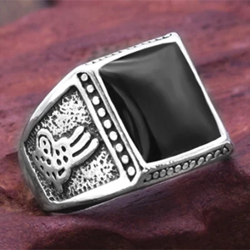 Vintage Black Square Oil Drip Ring Men Alloy Wedding Rings Men Jewelry Accessories