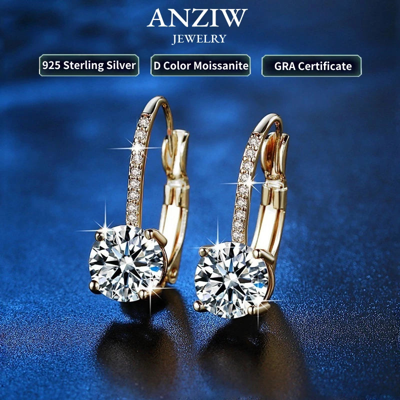 Trendy 14K Gold Plated Earrings 2023 Silver Hoops 925 Dangle Earrings for Women Lever Back Moissanite Earring Drop Girls Jewelry