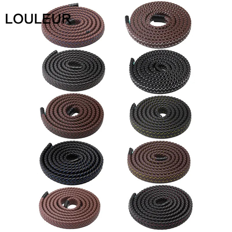 1M 12X6Mm Braided Leather Rope Punk Braided Leather Cord Flat Braided Cord Rope Accessories Jewelry Findings Handmade Gift