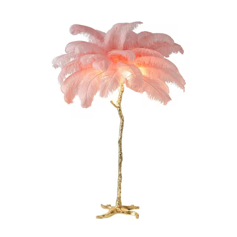 Nordic LED Floor Lamp for Living Room Modern Resin Luxury Ostrich Feather Floor Lamps Bedroom Sofa Corner Indoor Standing Lights